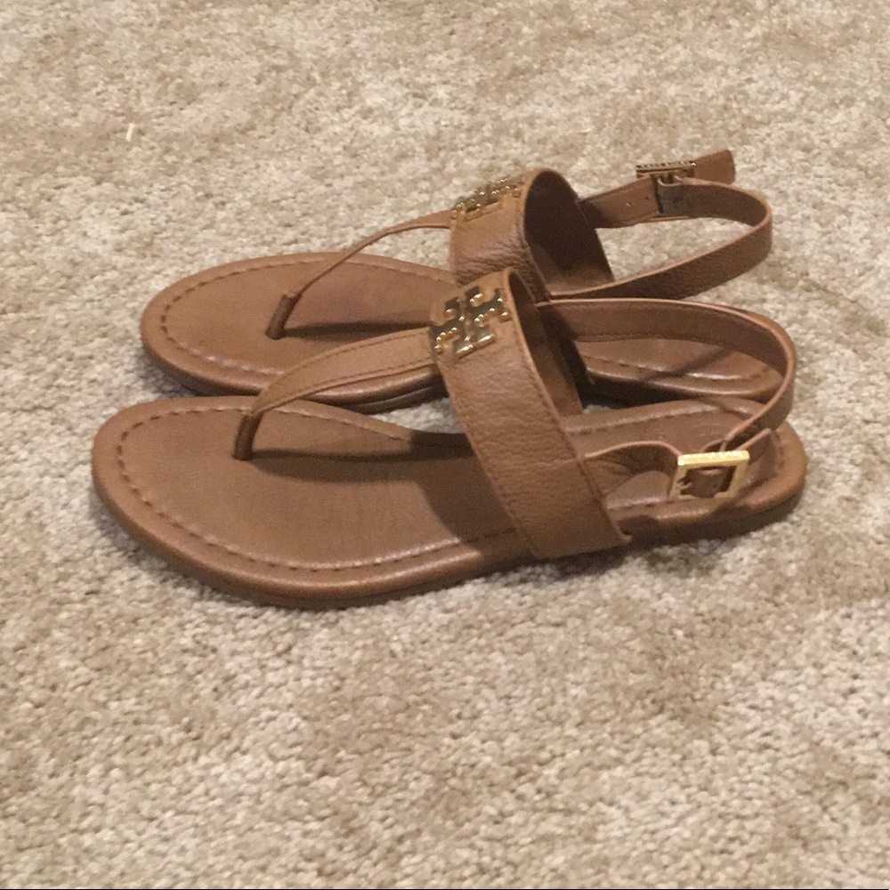 Tory Burch Tan T-Strap Slingback Sandals 6.5